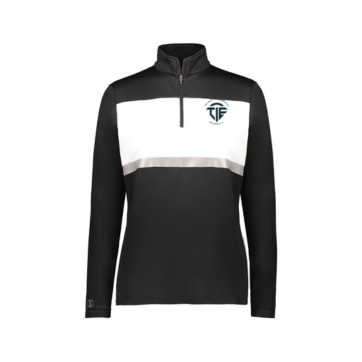 [222791.420.XS-LOGO1] Ladies Bold 1/4 Zip Pullover (Female Adult XS, Black)