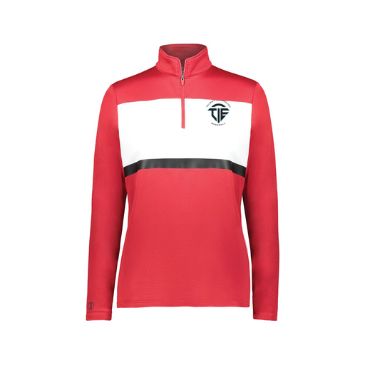 [222791.408.XS-LOGO1] Ladies Bold 1/4 Zip Pullover (Female Adult XS, Red)